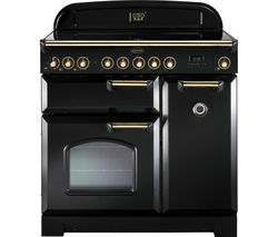 RANGEMASTER Classic Deluxe 90 Electric Range Cooker - Black & Brass