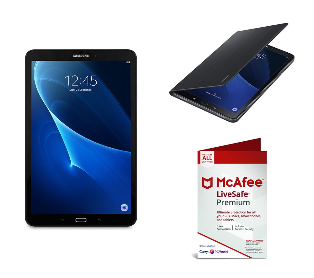 SAMSUNG Galaxy Tab A 10.1" Tablet, LiveSafe Premium 2019 & Folio Case Bundle