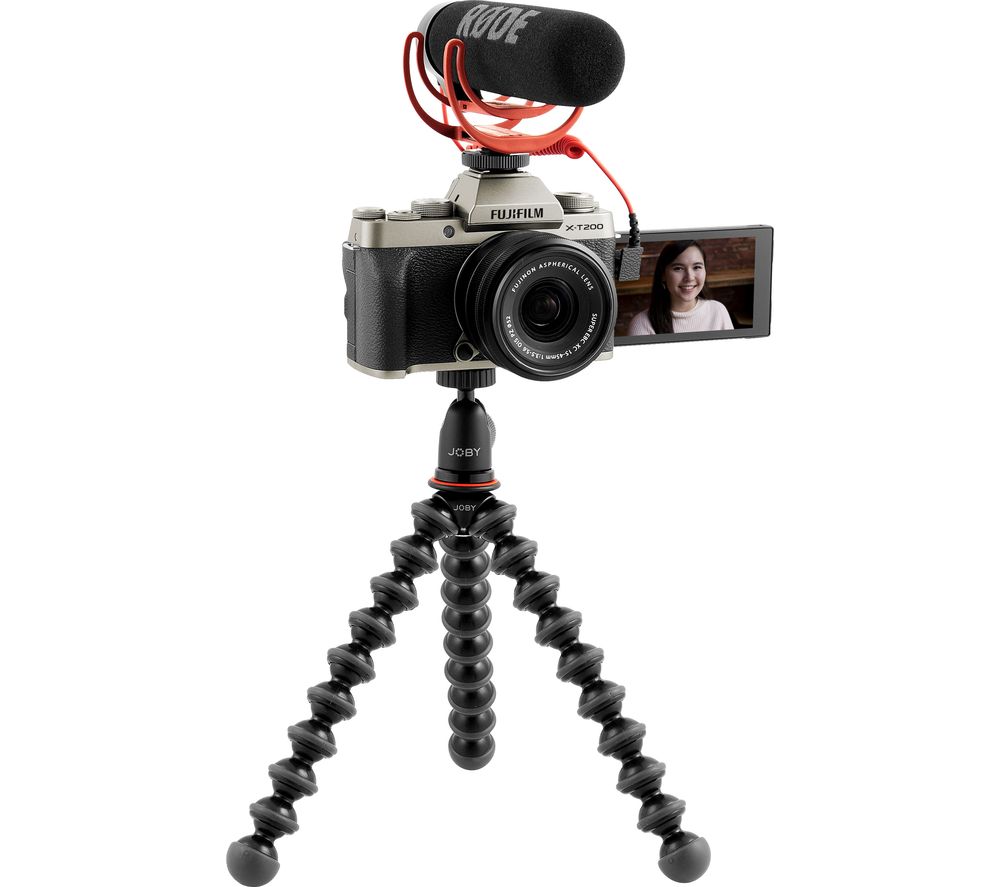 FUJIFILM X-T200 Mirrorless Camera Vlogger Kit with FUJINON XC 15-45 mm f/3.5-5.6 OIS PZ Lens - Champagne Gold