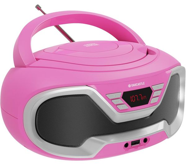 Buy OAKCASTLE CD200 FM Bluetooth Boombox - Pink | Free Delivery | Currys