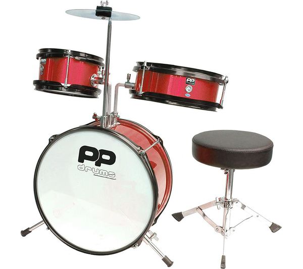 Pp Drums Pp101rd 3 Piece Junior Drum Kit Red