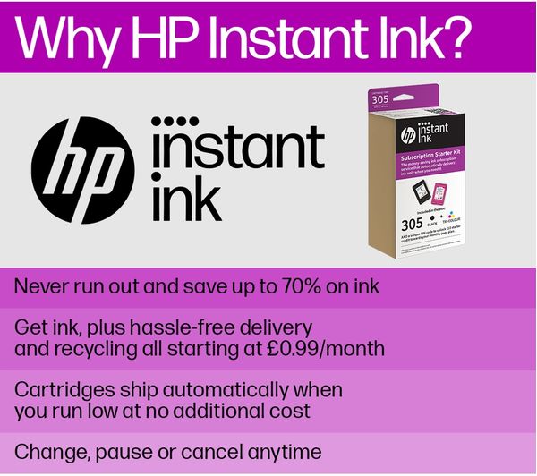 HP 305 INSTANT INK W - HP Instant Ink 305 Subscription Starter Kit Black &  Tri-colour Ink Cartridges - Currys Business