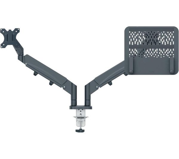 Leitz Ergo Space Saving Dual Arm Tilt Swivel 17 32 Monitor And 13 17 Laptop Desk Mount