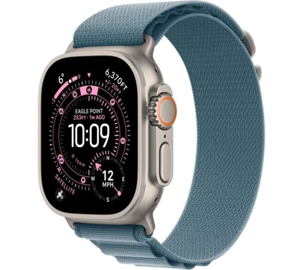 Apple Watch Ultra 3 Cellular 49 Mm Natural Titanium Case With Light Blue Alpine Loop Medium