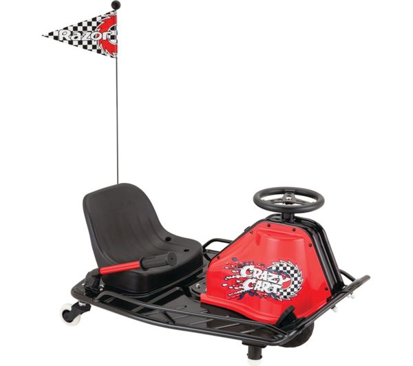 An image of RAZOR Crazy Cart Kids Electric Ride-On Vehicle - Red & Black