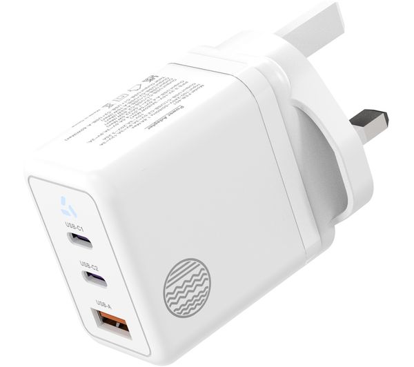 An image of OUR PURE PLANET OPP039 3-Port 65 W GaN Wall Charger - White