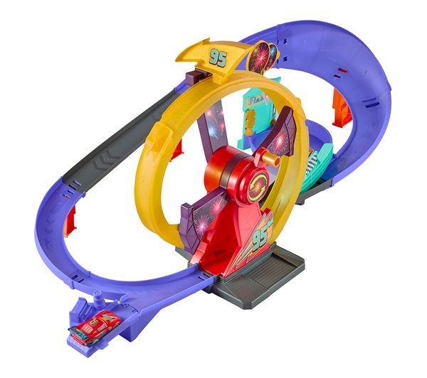 An image of MATTEL Disney & Pixar Cars Race To Celebrate: Lightning McQueen Celebration Raceway Playset & Toy Car