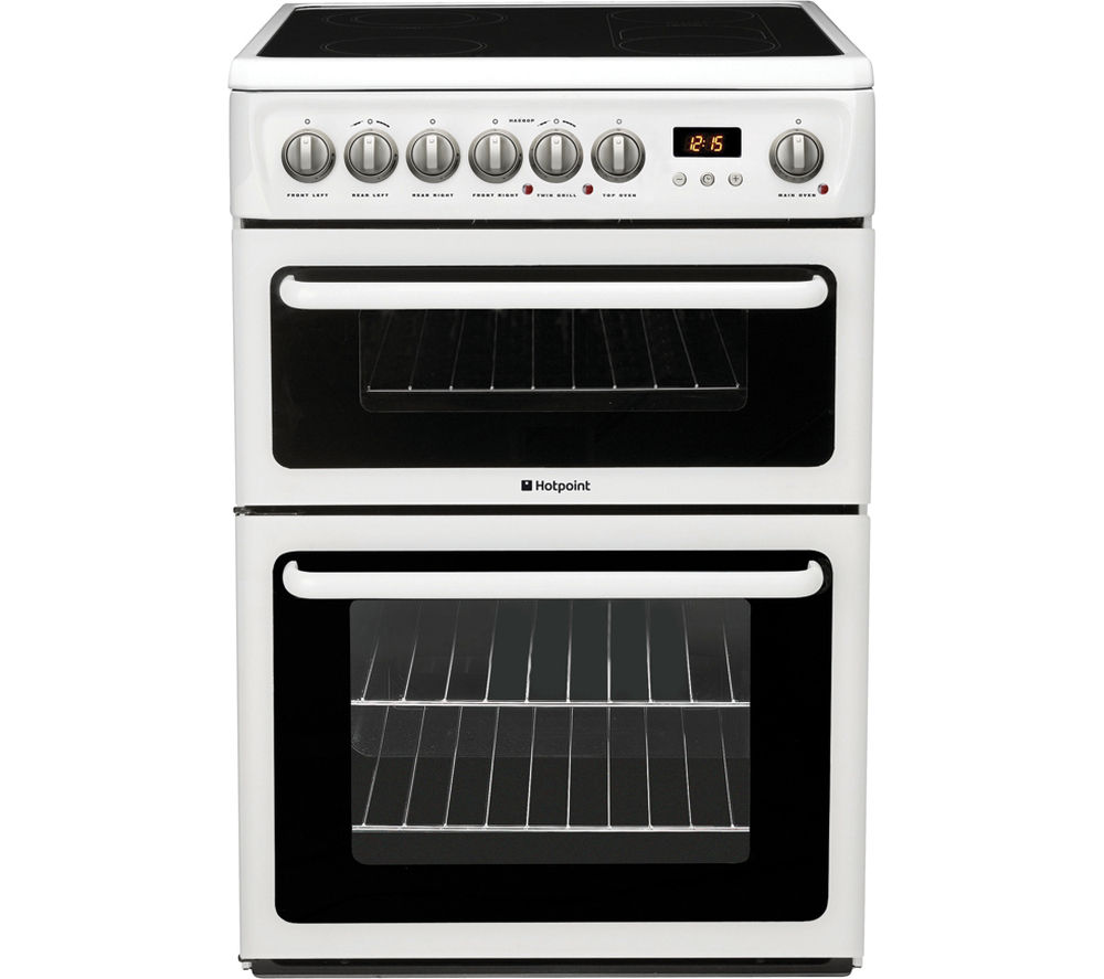 HOTPOINT HAE60PS Electric Ceramic Cooker - White, White