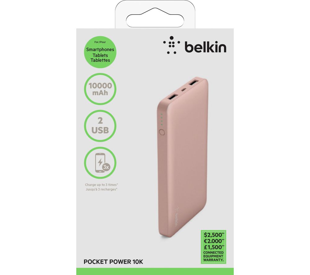 BELKIN Pocket Power 10K Portable Power Bank - Rose Gold, Gold
