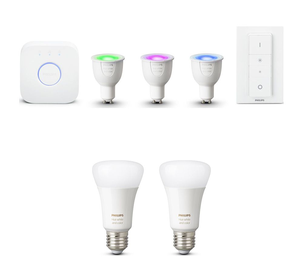 PHILIPS Hue White & Colour Ambience GU10 Starter Kit & 2 E27 Wireless Bulbs Bundle review