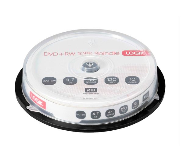  LOGIK 4x Speed DVD+RW Rewritable DVDs Pack of 10 Currys Business