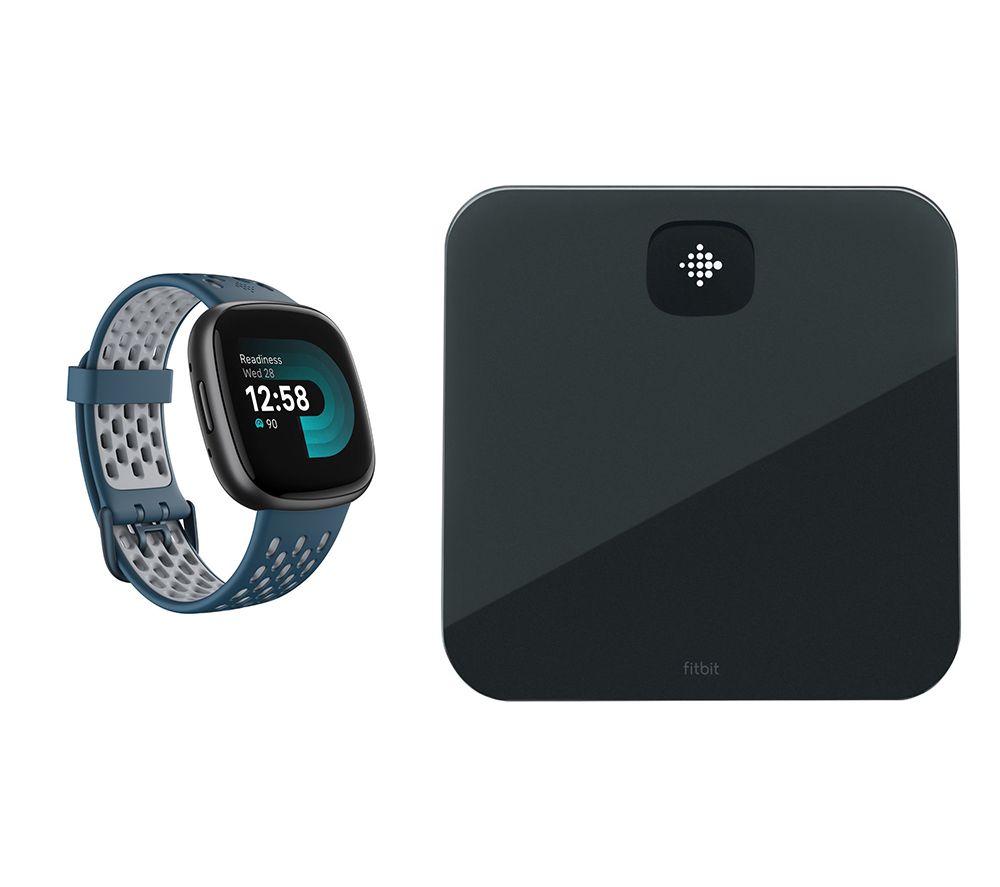 Versa 4 Smart Watch Sports Pack & Aria Air Smart Scale Bundle - Black