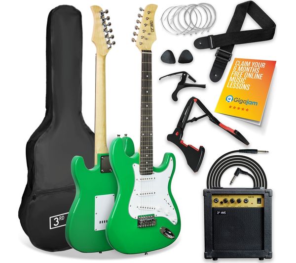 3rd Avenue Full Size 4 4 Electric Guitar Bundle Green