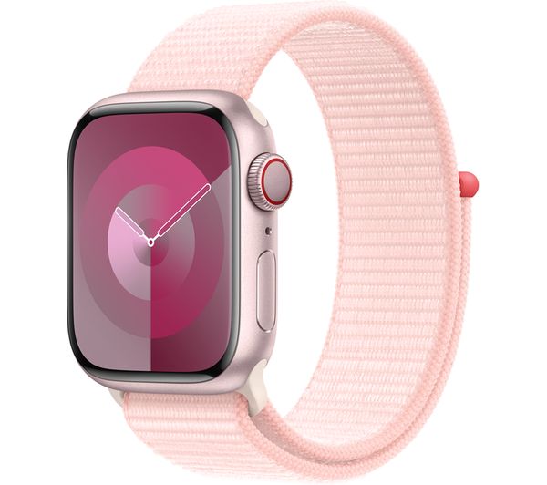 Image of APPLE Watch Series 9 Cellular - 41 mm Pink Aluminium Case with Light Pink Sports Band, M/L