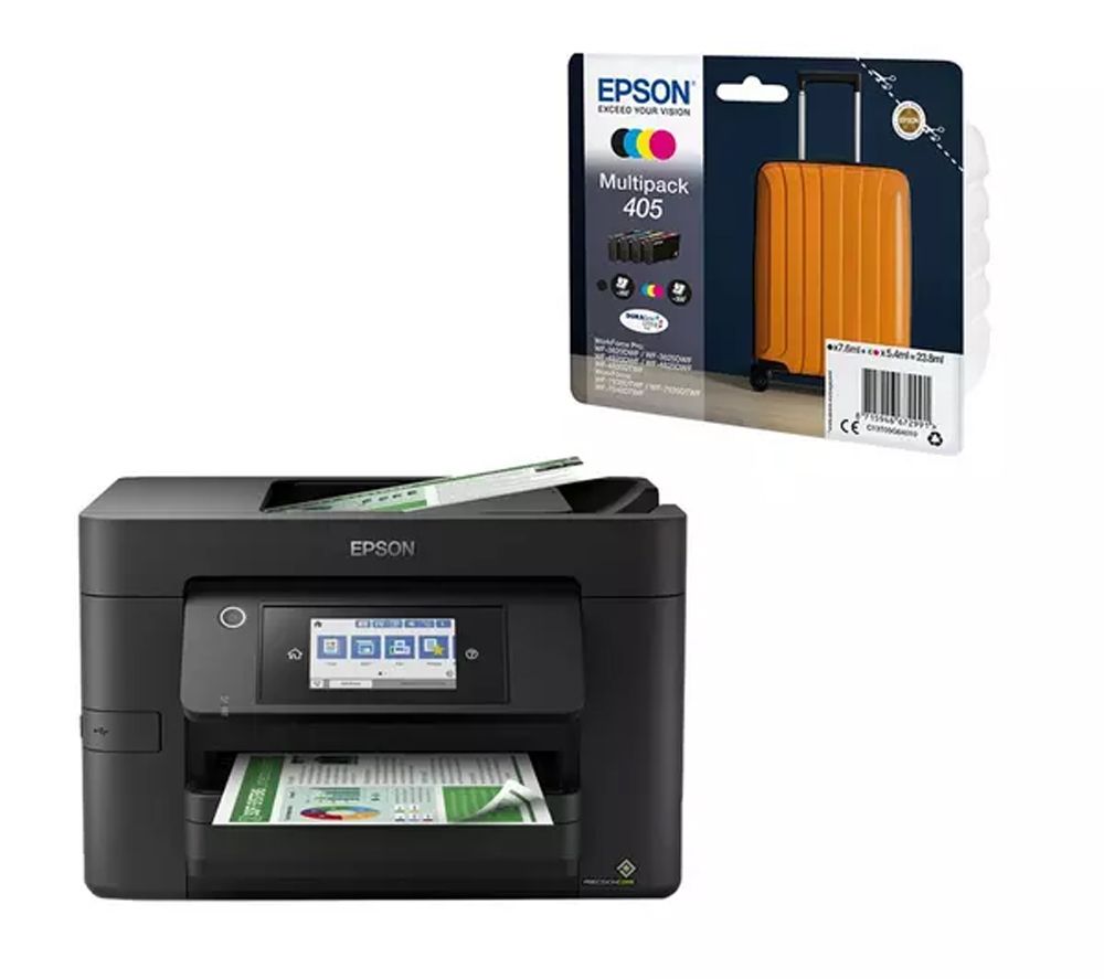 WorkForce WF-4820 All-in-One Wireless Inkjet Printer, 4 months ReadyPrint & Suitcase 405 Ink Cartridges Bundle