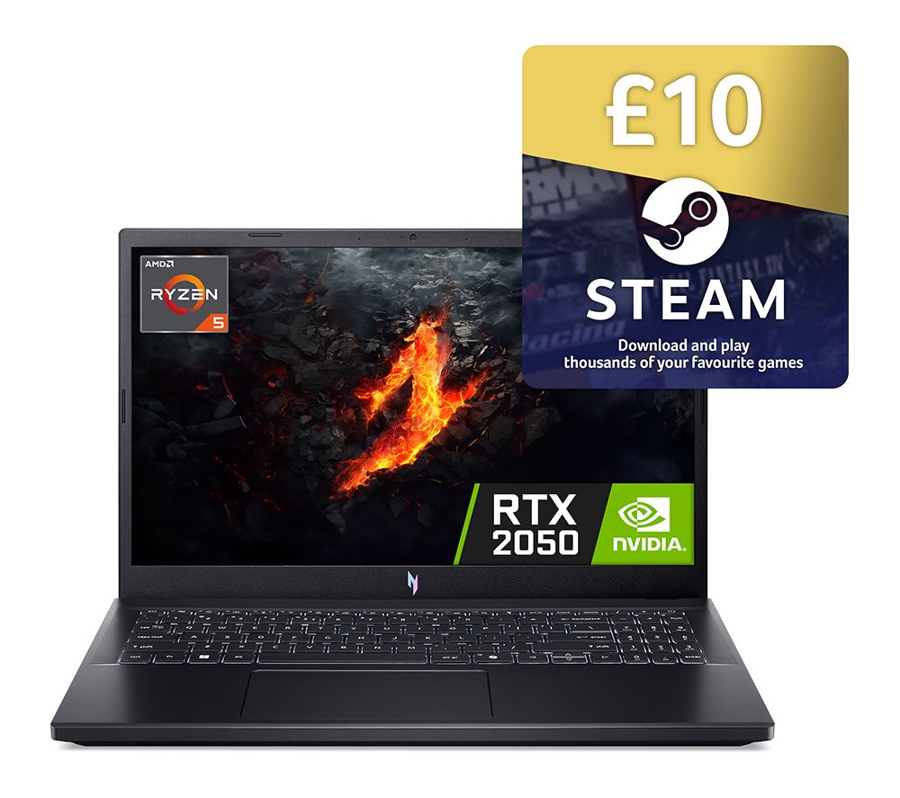 Nitro V15 15.6" Gaming Laptop & £10 Steam Wallet Card Bundle - AMD Ryzen 5, RTX 2050, 512 GB SSD