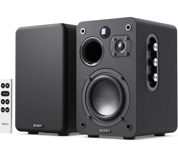MAJORITY D70X Active Bluetooth Bookshelf Speakers - Black
