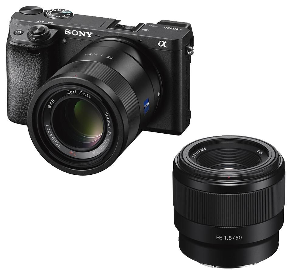 SONY a6300 Mirrorless Camera, 16-50 mm f/3.5-5.6 Lens & FE 50 mm f/1.8 Standard Prime Lens Bundle
