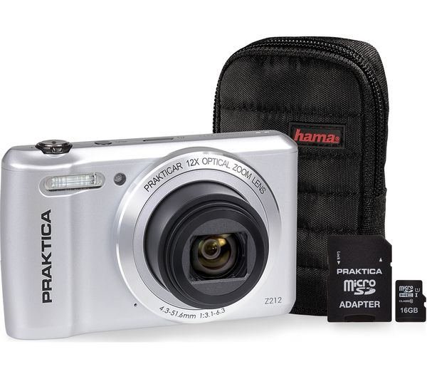PRAKTICA Luxmedia Z212-S Compact Camera & Accessories Bundle - Silver, Silver