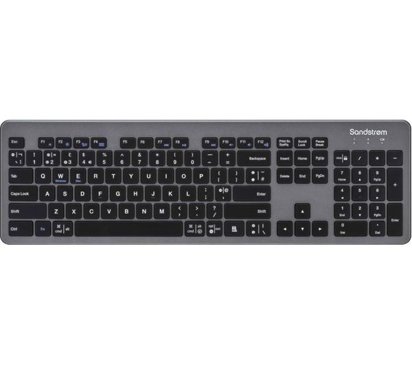 Sandstrom Sfswkbg23 Ultra Slim Wireless Keyboard Black Grey