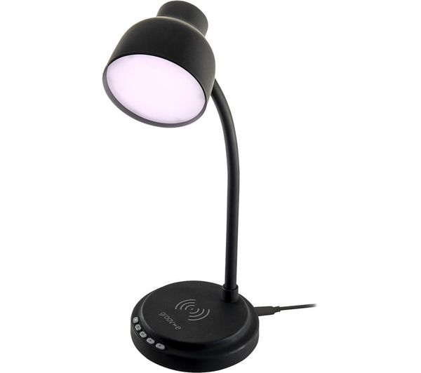Groov E Astra Led Desk Lamp With Wireless Charging Pad Bluetooth Speaker Black