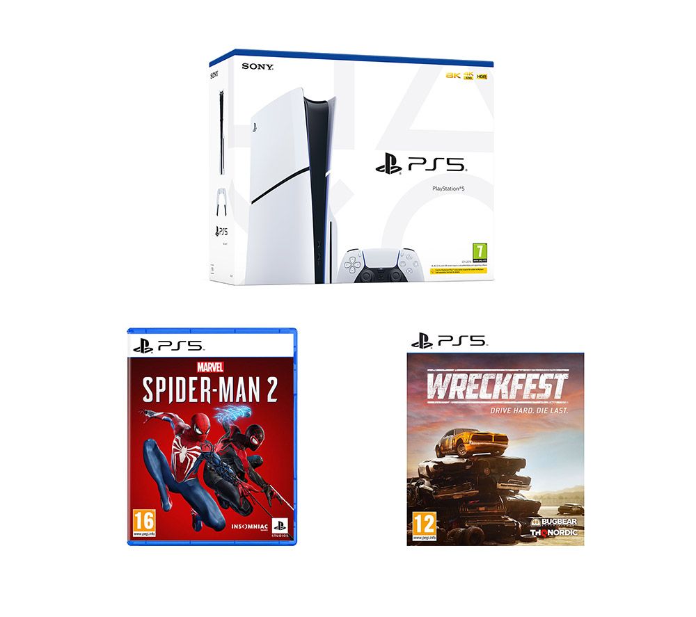 PlayStation 5 (Model Group - Slim), Wreckfest & Marvel's Spider-Man 2 Bundle