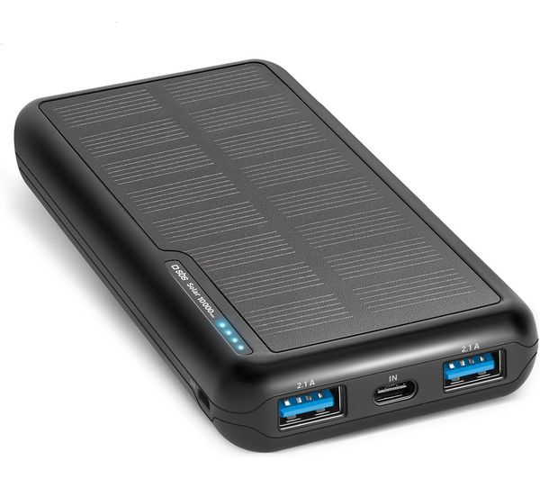 Sbs 10000 Mah Portable Solar Power Bank Black