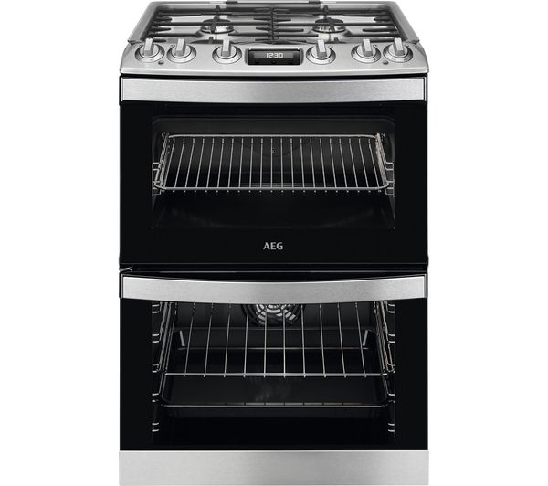 An image of AEG 5000 SurroundCook CKB6541ACM 60 cm Dual Fuel Cooker - Stainless Steel