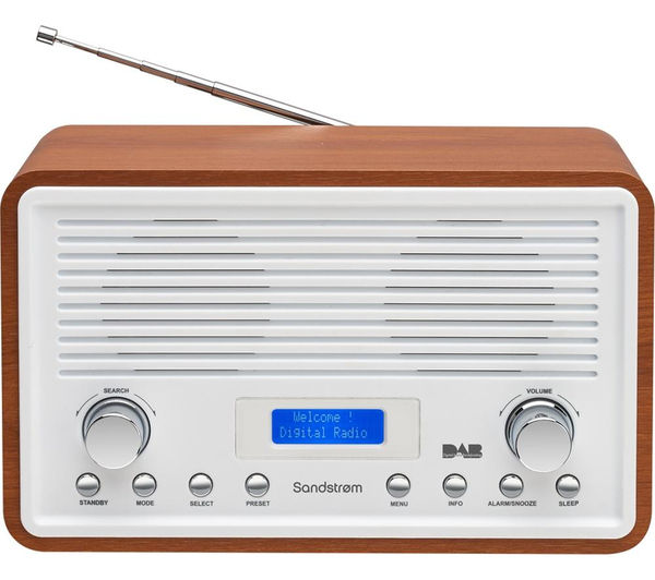  SANDSTROM SDR15 Portable DAB+/FM Clock Radio Walnut & White