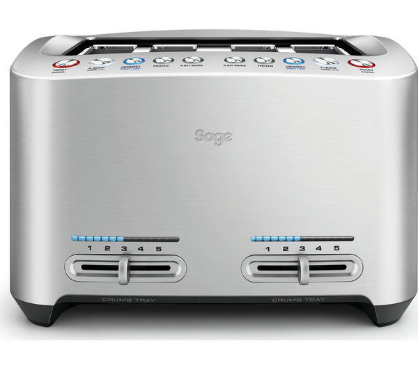 SAGE by Heston Blumenthal BTA845UK Smart 4-Slice Toaster - Silver, Silver