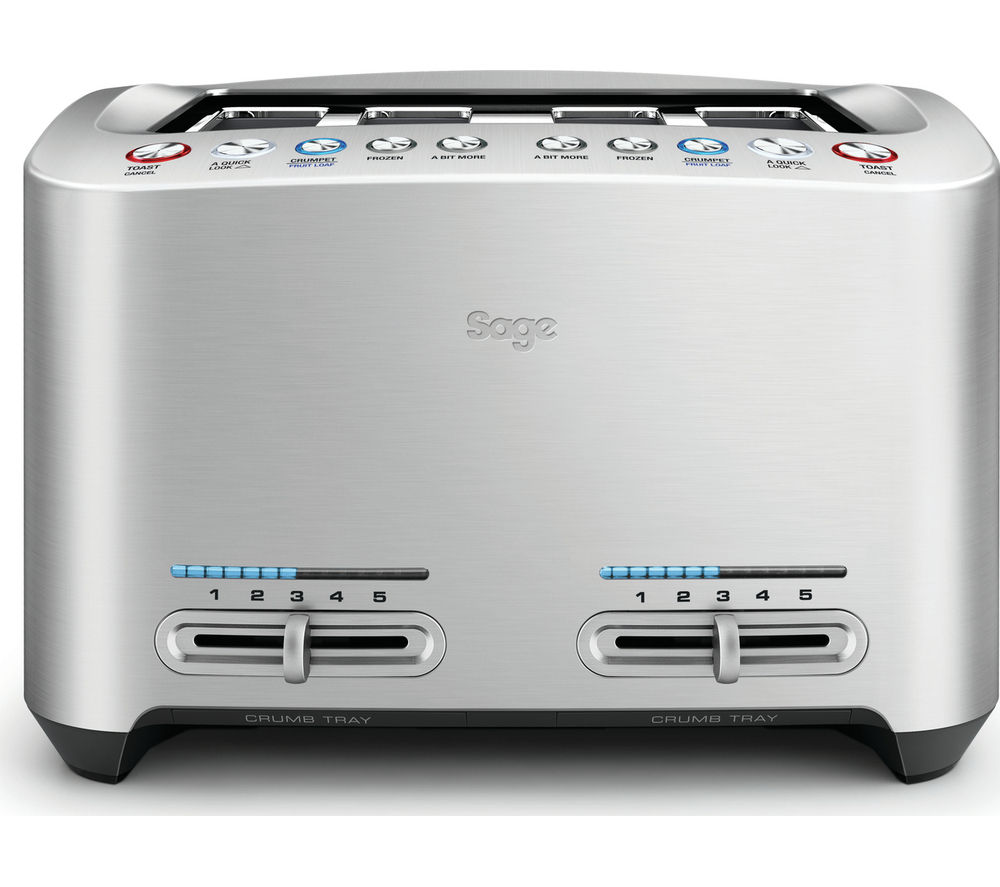 SAGE BTA845UK Smart 4-Slice Toaster - Silver, Silver
