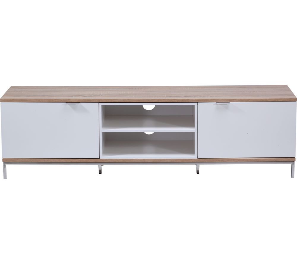 ALPHASON Chaplin 1600 TV Stand - White & Light Oak, White