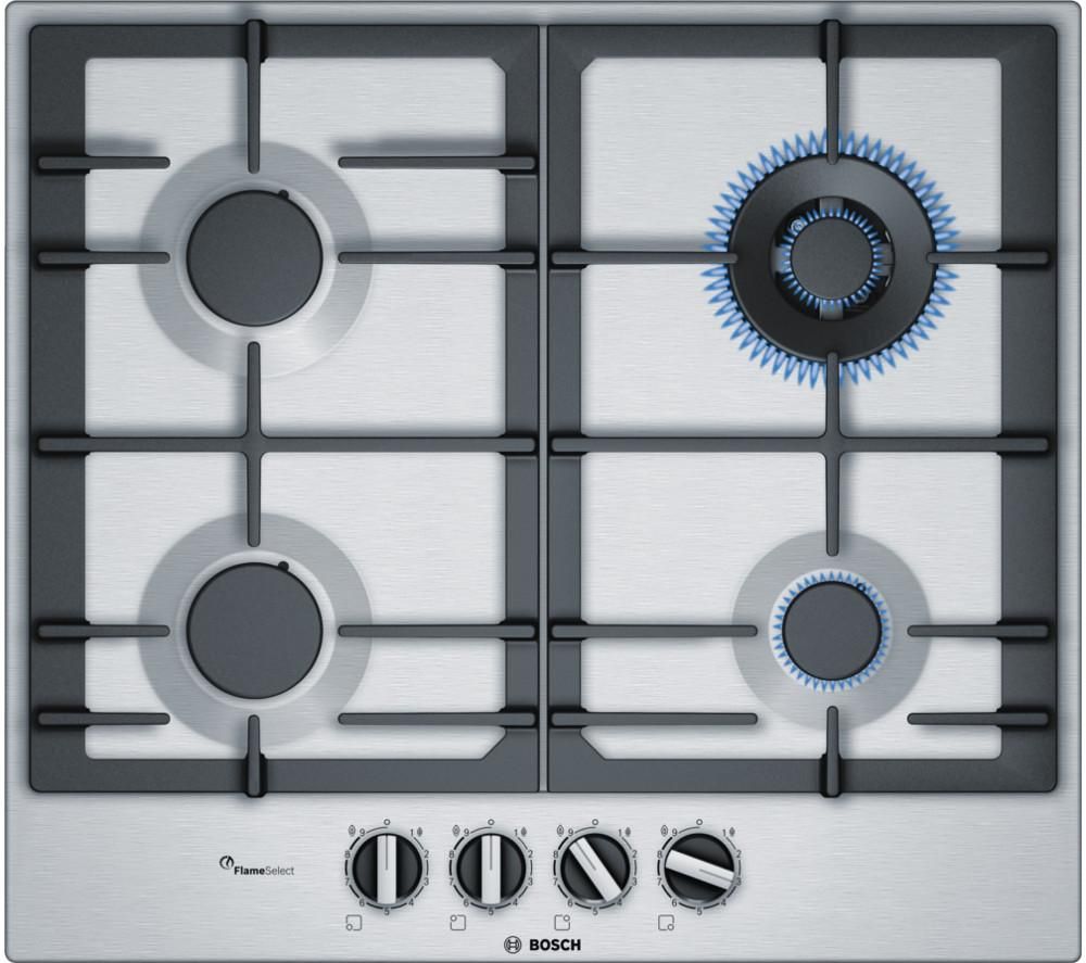 BOSCH PCH6A5B90 Gas Hob – Stainless Steel, Stainless Steel