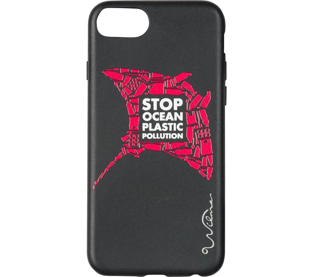 Stop Ocean Plastic Pollution Manta iPhone 6 / 6s / 7 / 8 / SE Case - Black & Red