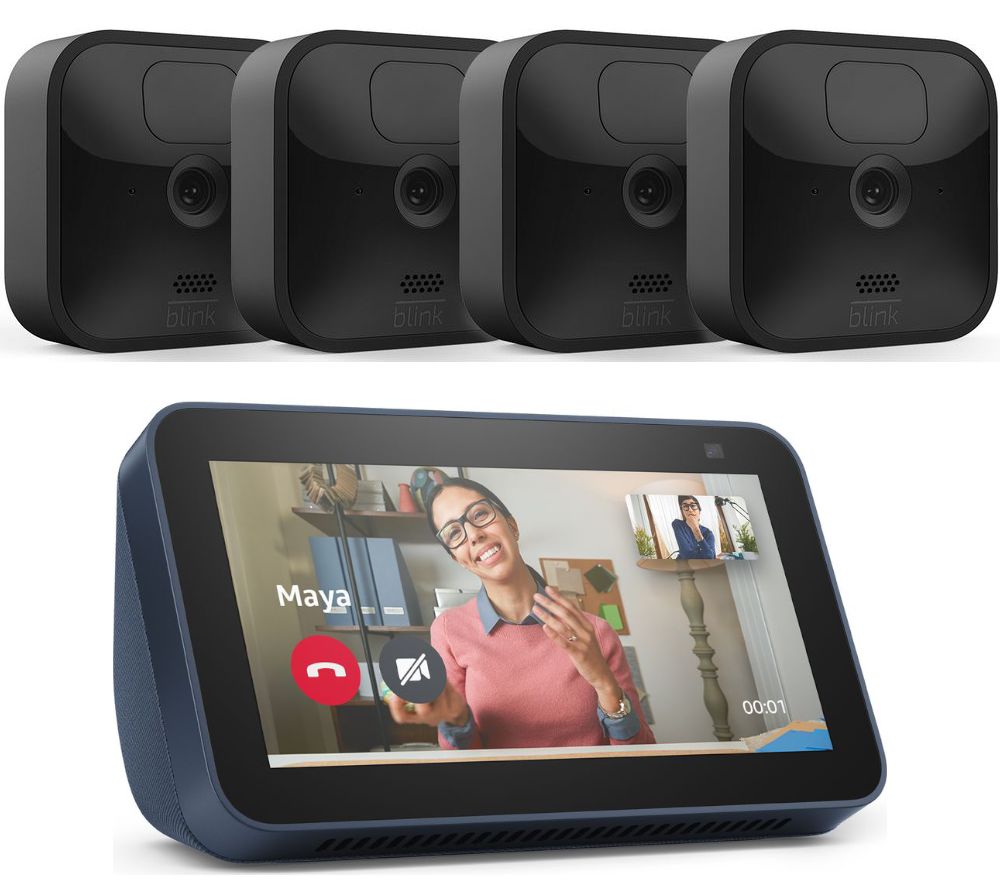 AMAZON Blink Outdoor Security 4 Camera System & Deep Sea Blue Echo Show 5 (2nd Gen) Bundle, Blue review