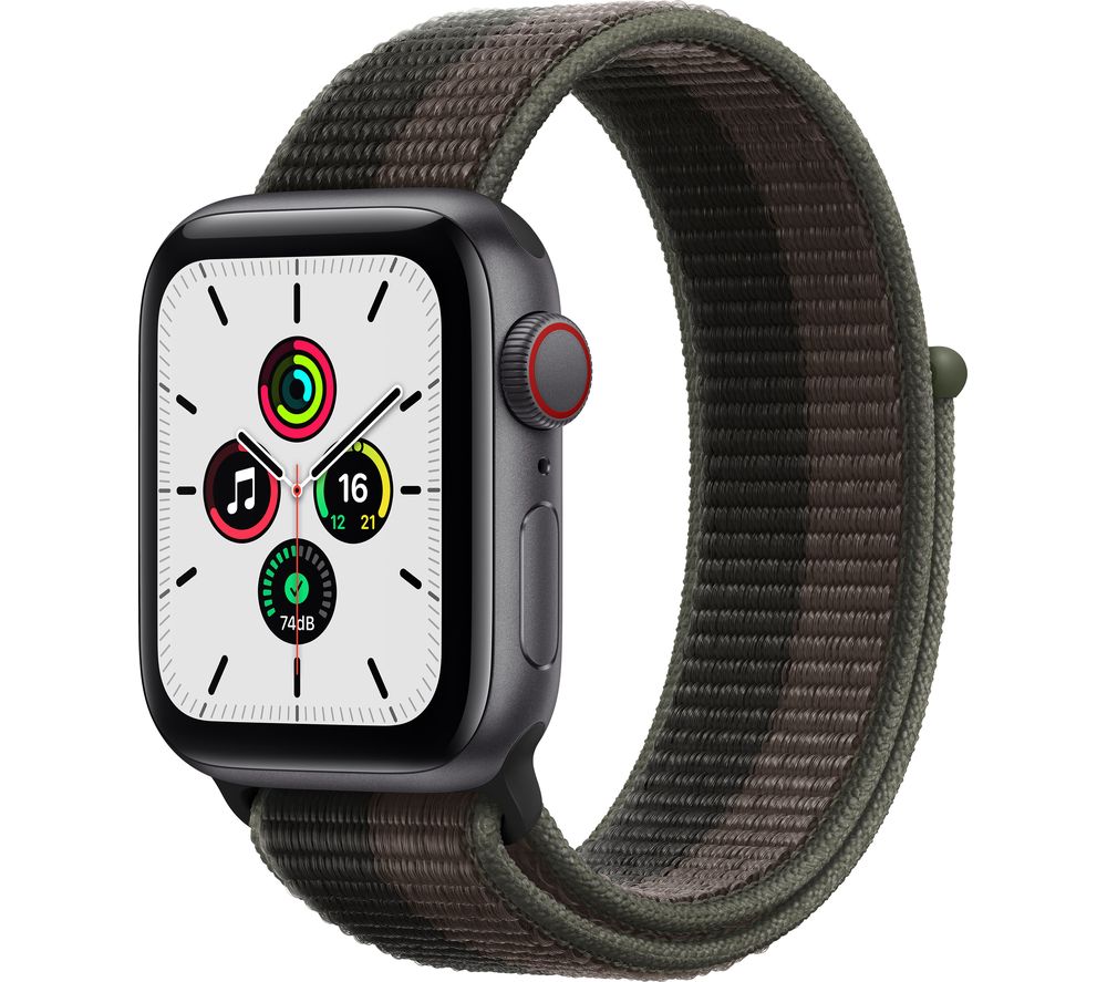 APPLE Watch SE Cellular - Space Grey Aluminium with Tornado & Grey Sports Loop, 40 mm