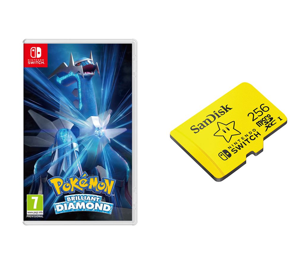 NINTENDO SWITCH Pokemon Brilliant Diamond & SanDisk 256 GB Memory Card Bundle