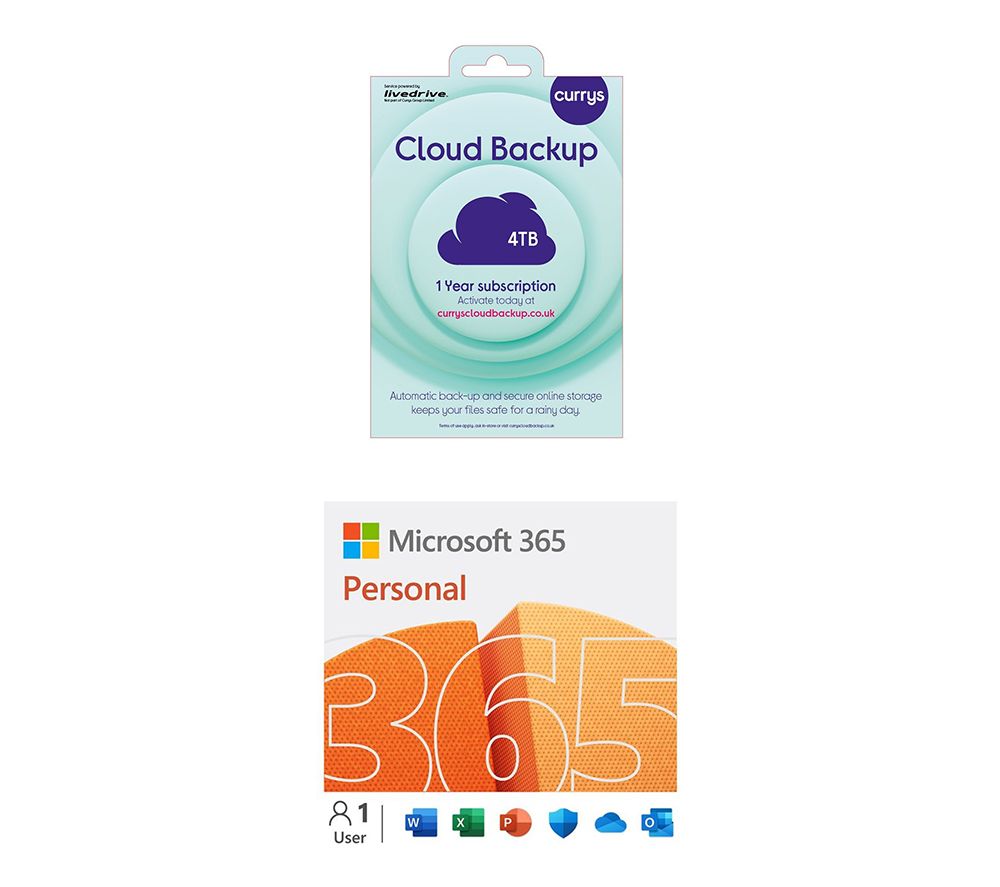 365 Personal (12 months (automatic renewal), 1 user) & Cloud Backup (4 TB, 1 year) Bundle