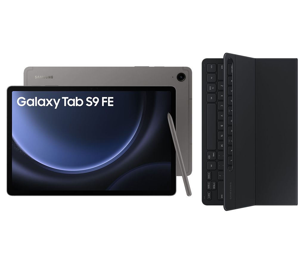 Galaxy Tab S9 FE 10.9" 5G Tablet (256 GB, Grey) & Galaxy Tab S9 and S9 FE Slim Book Cover Keyboard Case Bundle