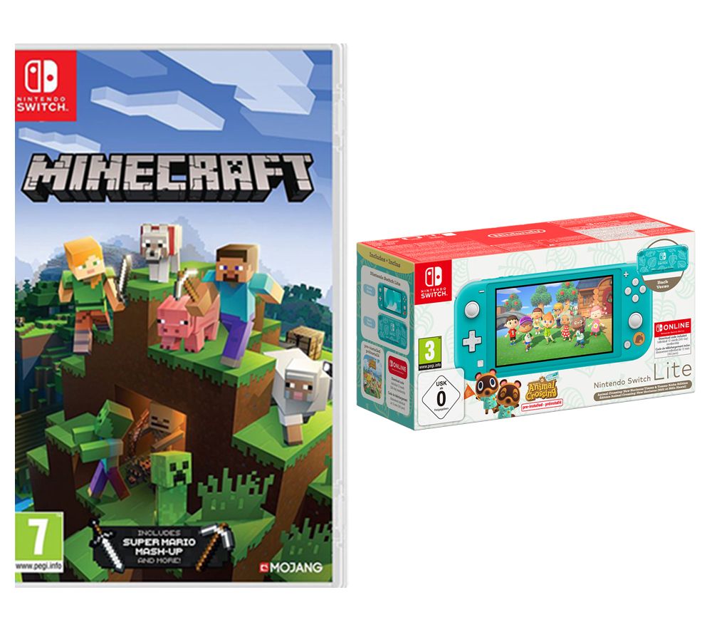 Switch Lite: Isabelle Alhoa Edition with Animal Crossing: New Horizons installed, Minecraft & Nintendo Switch Online 12 Month Membership Bundle