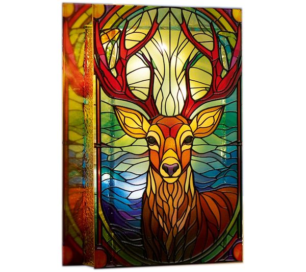 An image of PREMIER Stag Stained Glass LED Light Decoration - 21 cm