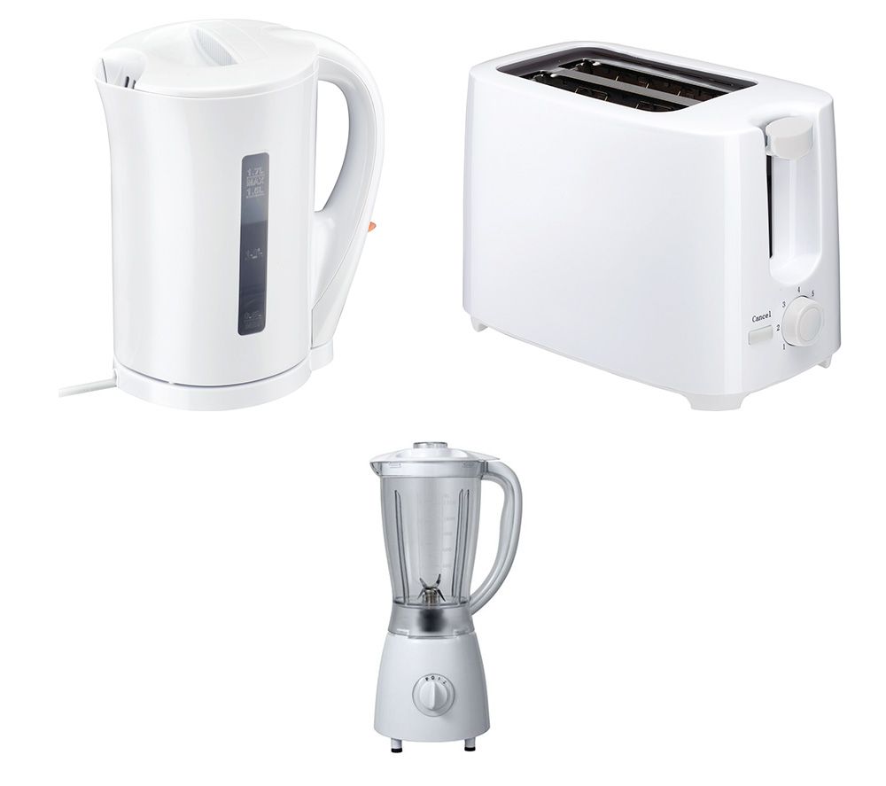 CURRYS ESS C12BW11 Blender, C17JKW17 Jug Kettle & C02TW17 2-Slice Toaster Bundle - White, White