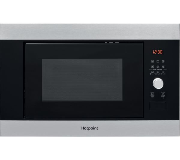 Image of HOTPOINT MF25G Built-in Microwave with Grill - Black & Stainless Steel