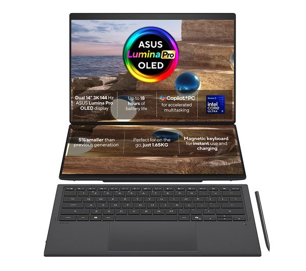 An image of ASUS Zenbook Duo 14" 2 in 1 Laptop - Intel® Core™ Ultra 9, 1 TB SSD, Grey