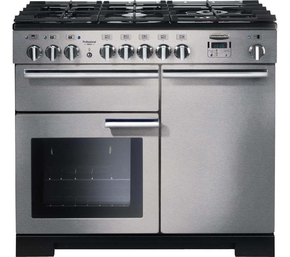 RANGEMASTER Professional Deluxe 100 Dual Fuel Range Cooker - Stainless Steel & Chrome, Stainless Steel