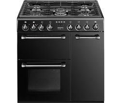 SMEG BM93BL 90 cm Dual Fuel Range Cooker - Black & Stainless Steel
