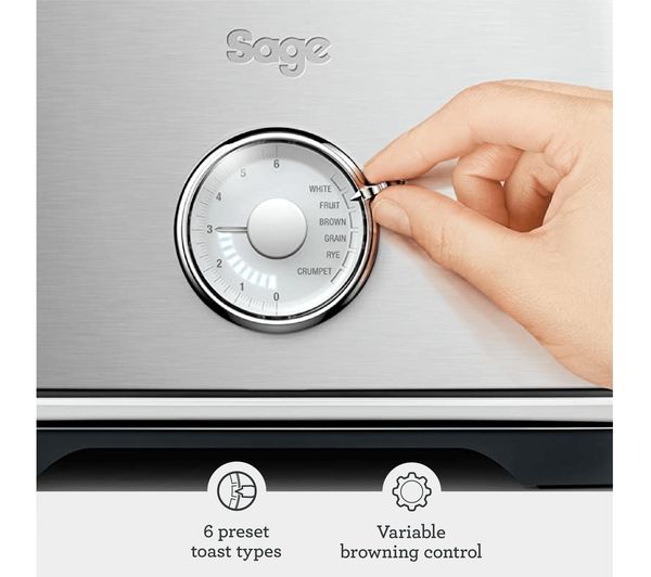 BTA735BSSUK SAGE The Toast Select Luxe BTA735BSS 2Slice Toaster Brushed Stainless Steel