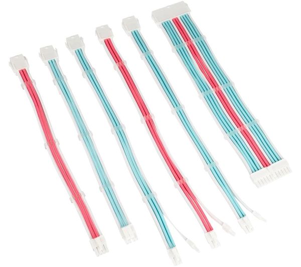 Kolink Core Adept Power Extension Cable Kit White Neon Blue Pure Pink