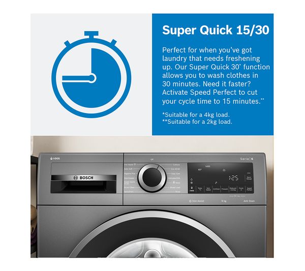 BOSCH Series 6 WGG244ZCGB AntiStain 9 kg 1400 Spin Washing Machine ...