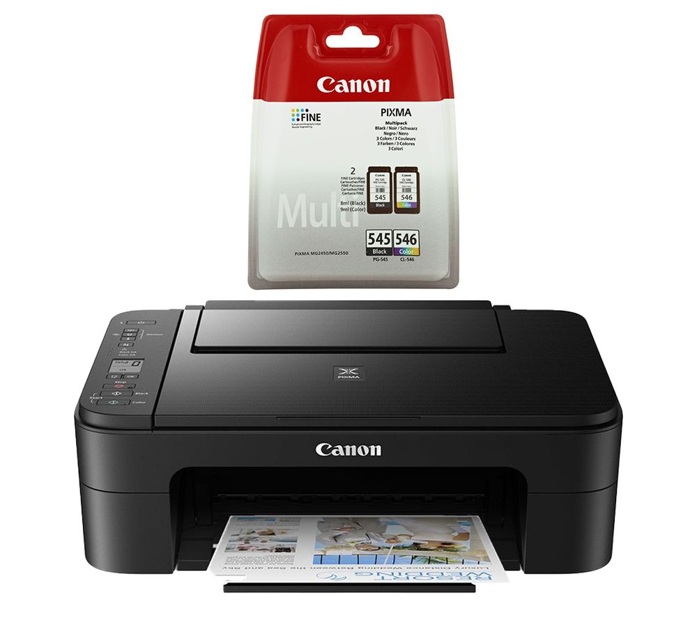 PIXMA TS3355 All-in-One Wireless Inkjet Printer & PG-545/CL-546 Tri-colour & Black Ink Cartridges Twin Pack Bundle